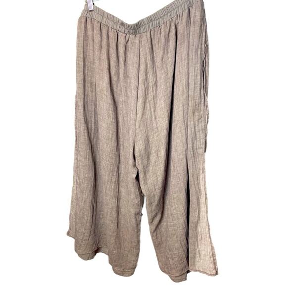 Lagenlook Wide-Leg Split Sides Harem Pants, Travel, Coastal Boho Bohemian L - Picture 1 of 3